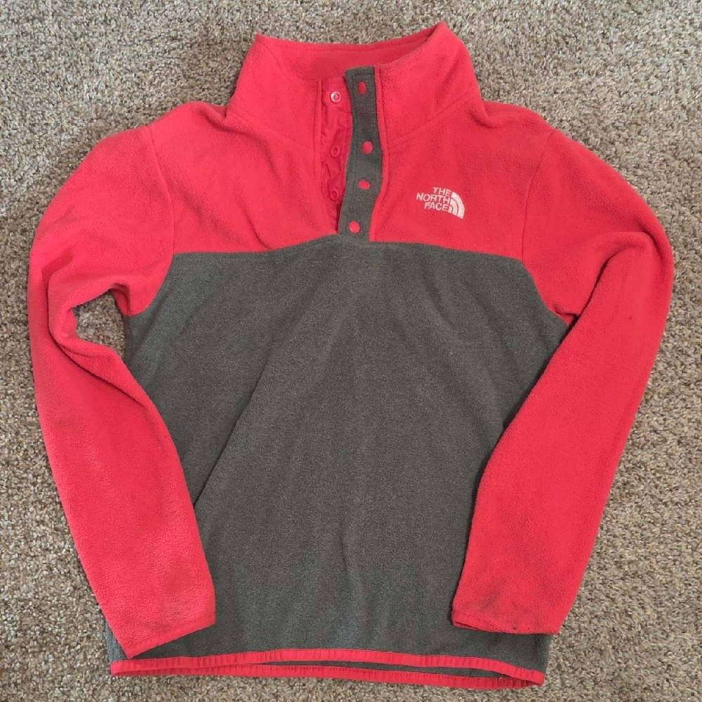 The North Face Coral and Charcoal Fleece Pullover